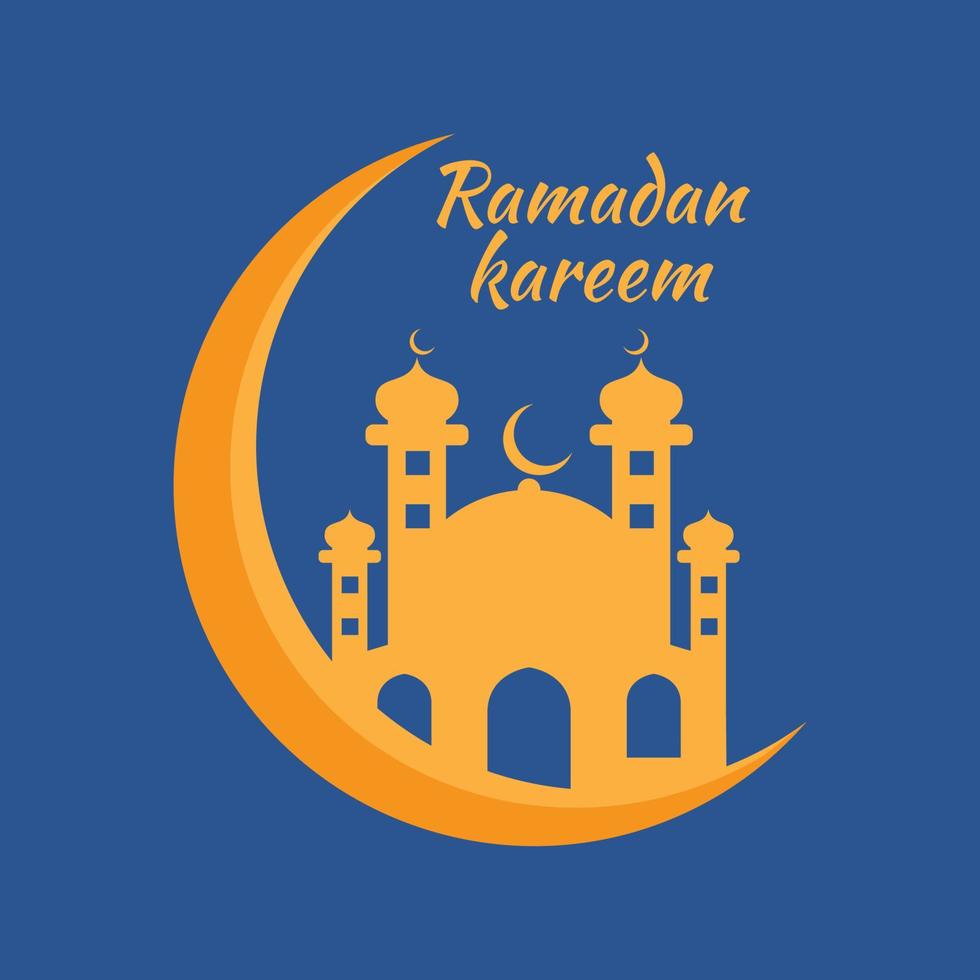 Ramadhan kareem Logo glücklich eid al fitr islamisch Moschee Halbmond Mond Design Symbol Vektor Illustration