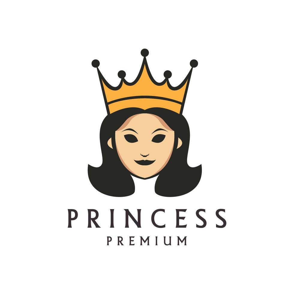 Königin König Prinzessin Kopf Krone Schönheit Logo Vektor Symbol Symbol Illustration Design