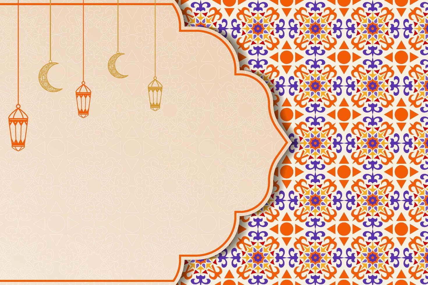 färgrik arabesk mönster bakgrund illustration för ramadan kareem med kopia Plats vektor