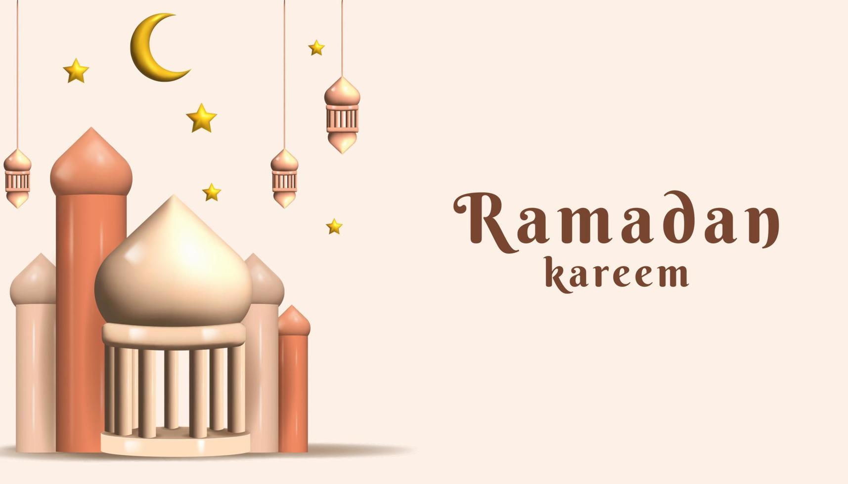 Ramadan kareem Vektor Hintergrund. heilig Ramadan Monat im Islam. 3d Ramadan kareem Banner