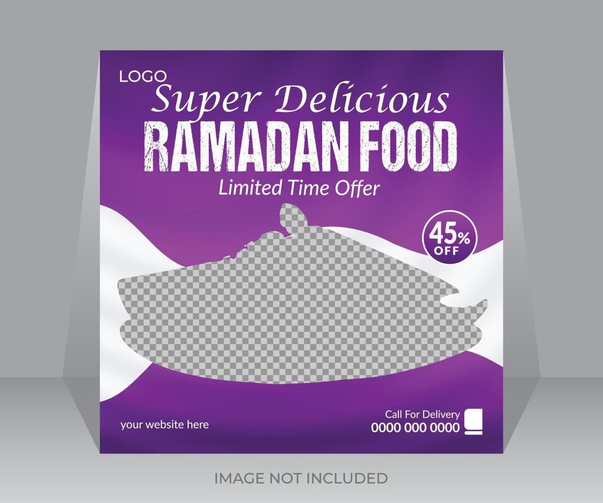 Ramadan Super köstlich Essen Speisekarte Sozial Medien Post Banner Design vektor