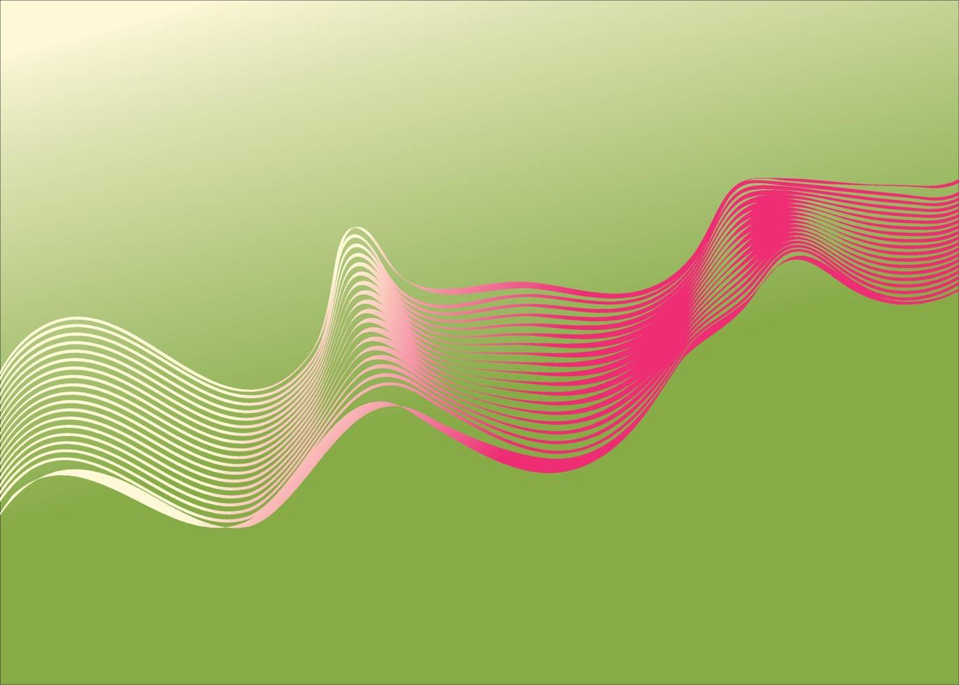 slät rosa Vinka av rader med en lutning på en grön bakgrund. dynamisk ljud Vinka. optisk konst design element. vektor bakgrund.