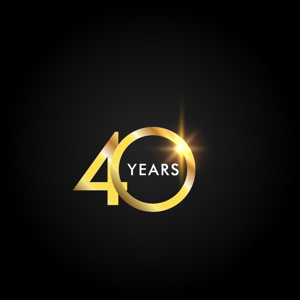 40 Jahre Jubiläumsfeier Gold Vektor Vorlage Design Illustration