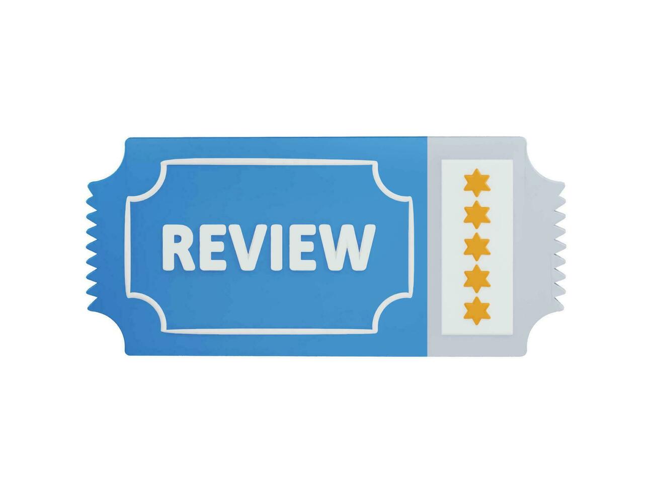 5 Star Rezension Karte Symbol 3d Rendern Vektor Illustration