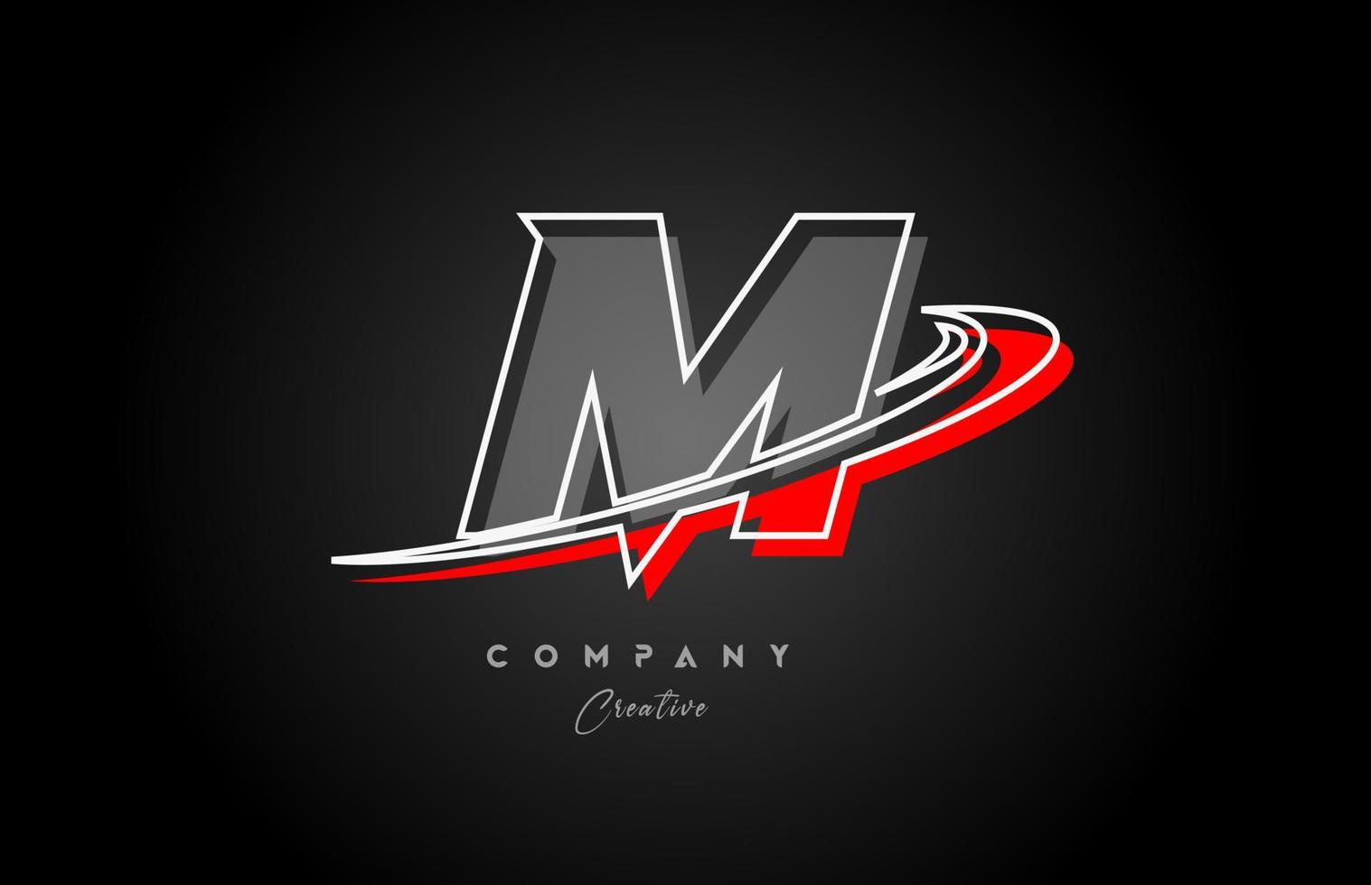 rot grau Linie m Alphabet Brief Logo Symbol Design mit rauschen und Schatten. kreativ Vorlage zum Unternehmen und Geschäft vektor