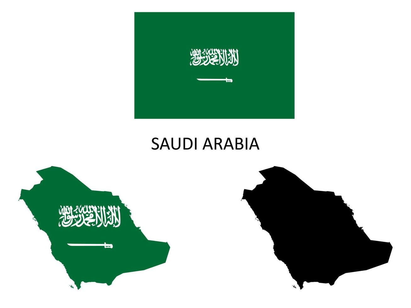 Saudi Arabien Flagge und Karte Illustration Vektor