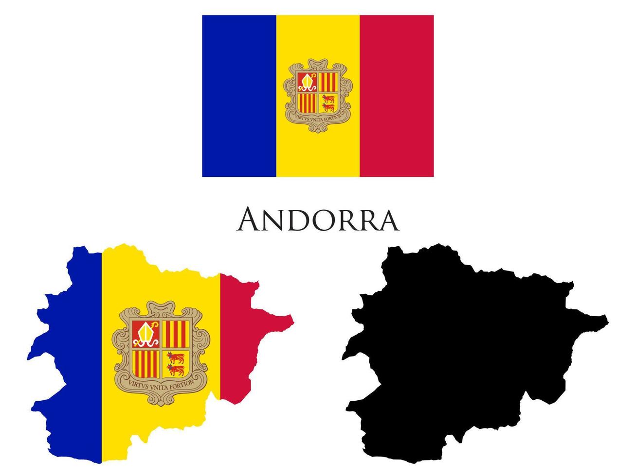 Andorra Flagge und Karte Illustration Vektor