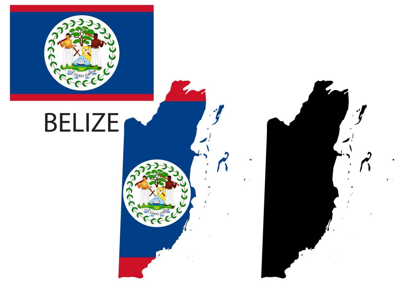 belize Flagge und Karte Illustration Vektor