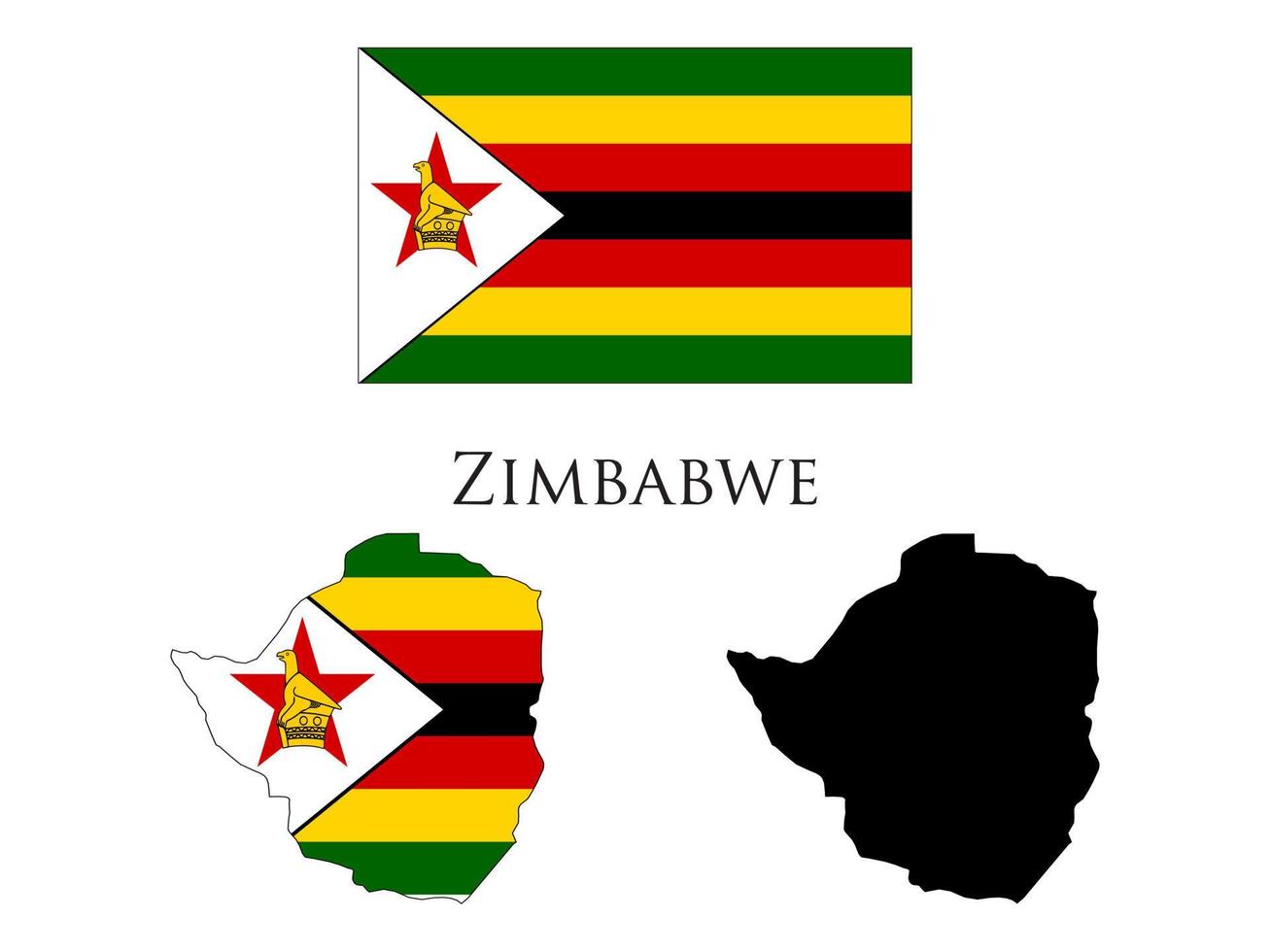 Zimbabwe Flagge und Karte Vektor Illustration