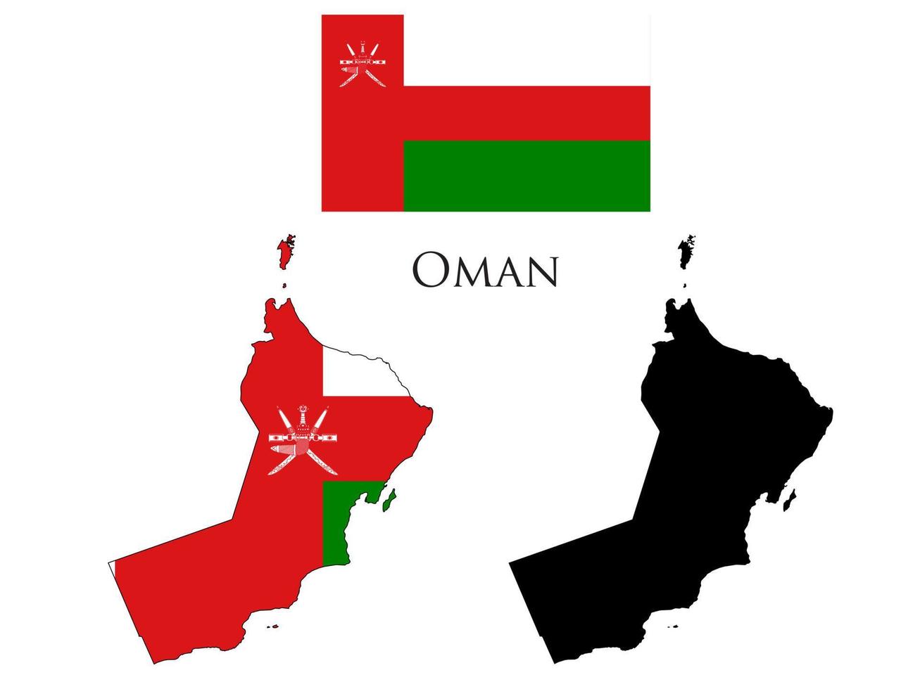 Oman Flagge und Karte Illustration Vektor