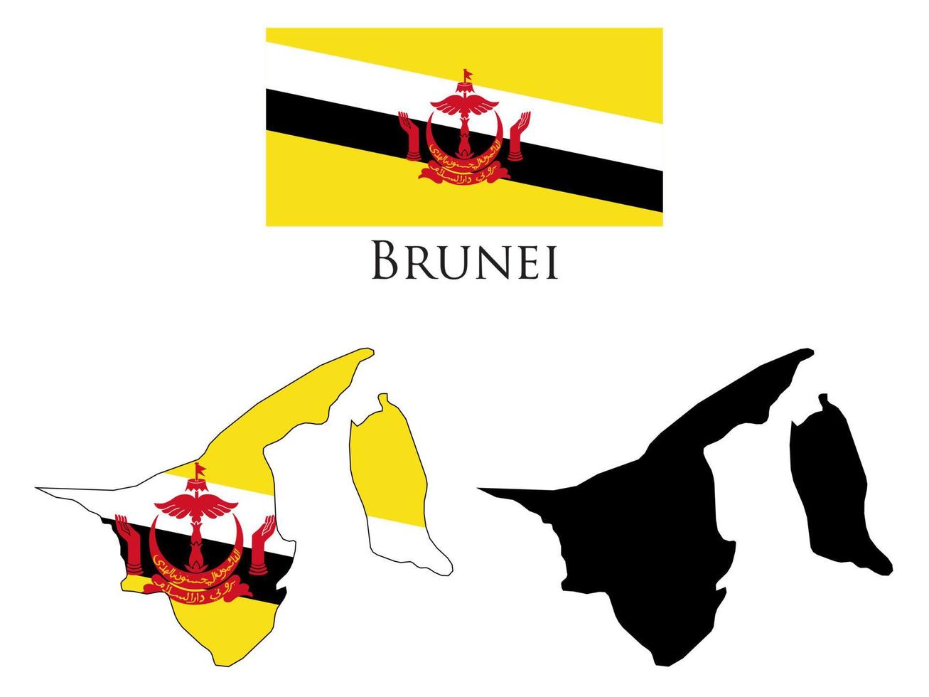 brunei flagga och Karta illustration vektor