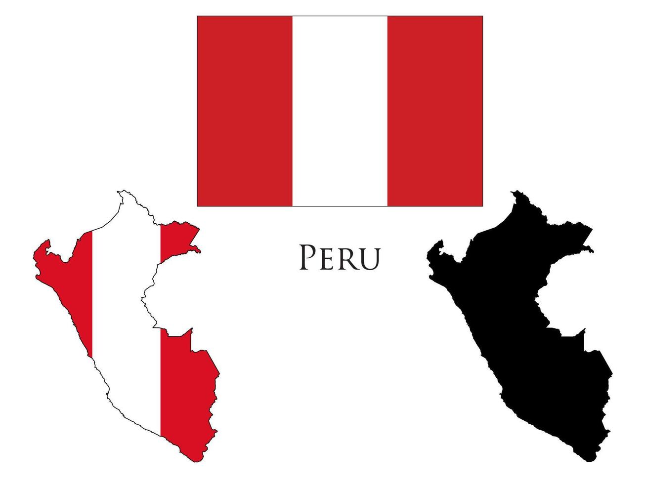 Peru Karte und Flagge Illustration Vektor