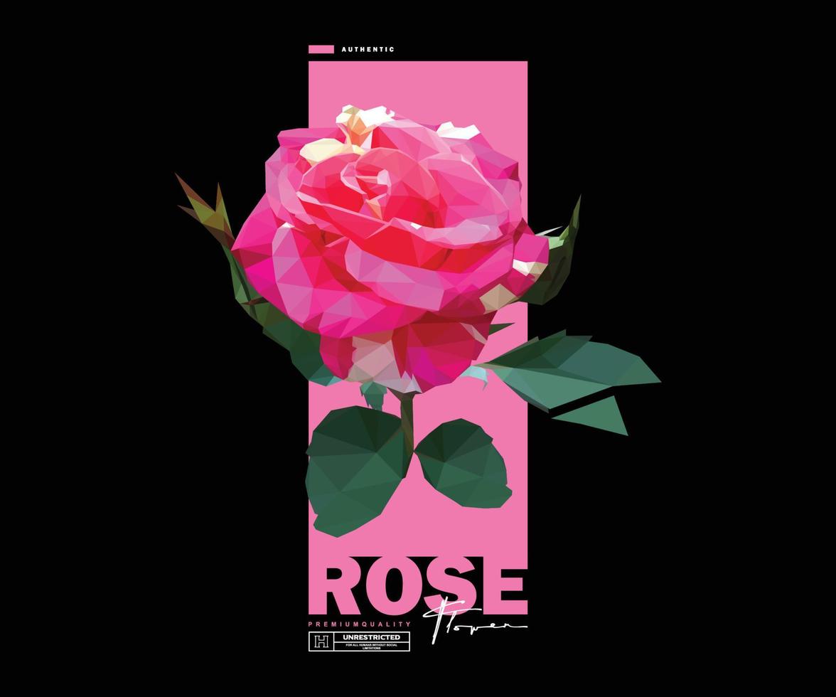 ästhetische illustration des rosenblumen-t-shirt-designs, der vektorgrafik, des typografischen posters oder der t-shirts streetwear und des urbanen stils vektor