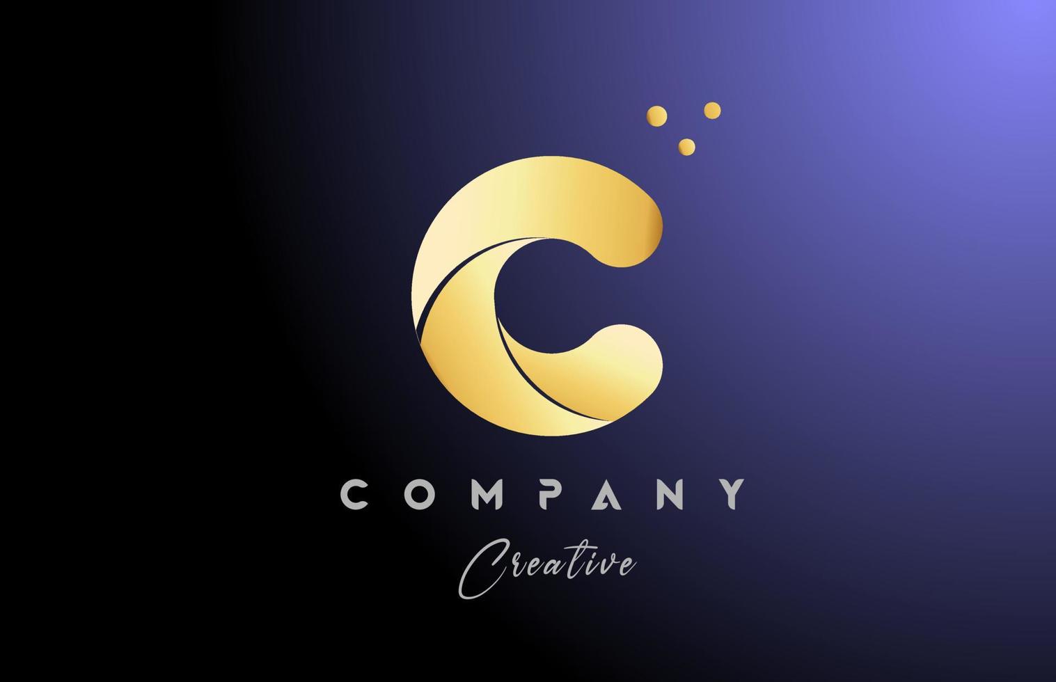 guld gyllene c alfabet brev logotyp ikon design. gul blå Färg med prickar. kreativ mall för företag och företag vektor