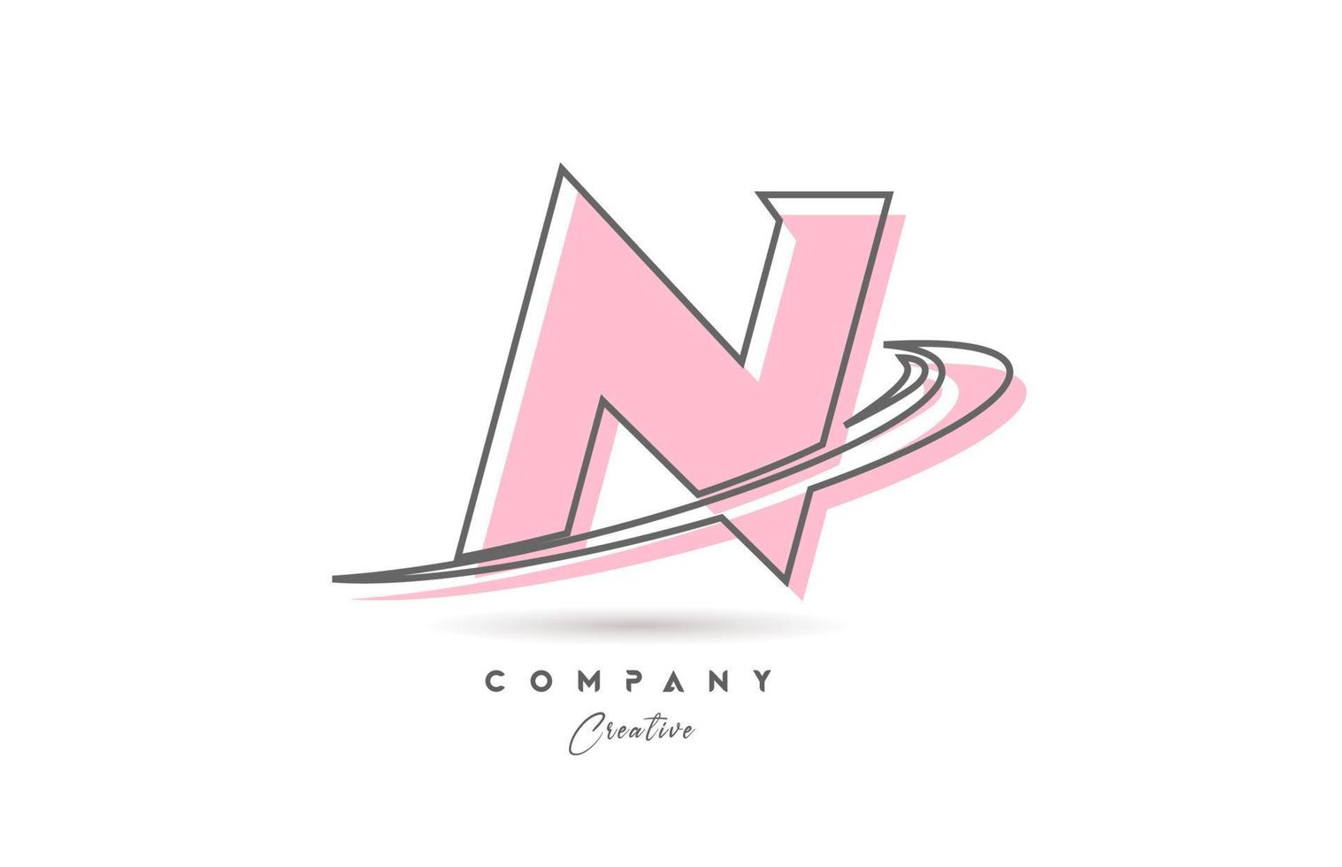 n rosa grå linje alfabet brev logotyp ikon design med susa. kreativ mall för företag och företag vektor