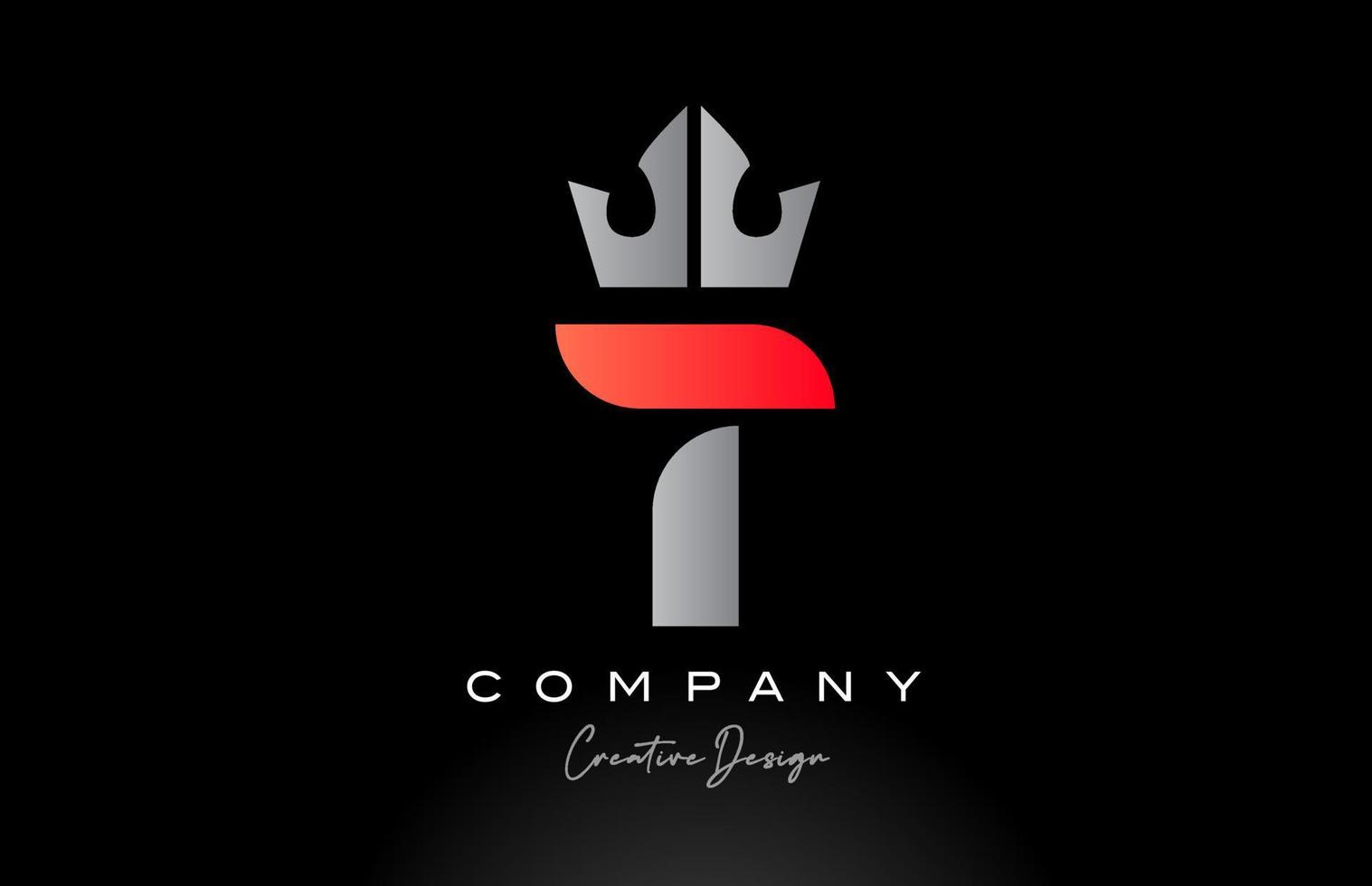 orange t alfabet brev logotyp ikon design med kung krona. kreativ mall för företag vektor