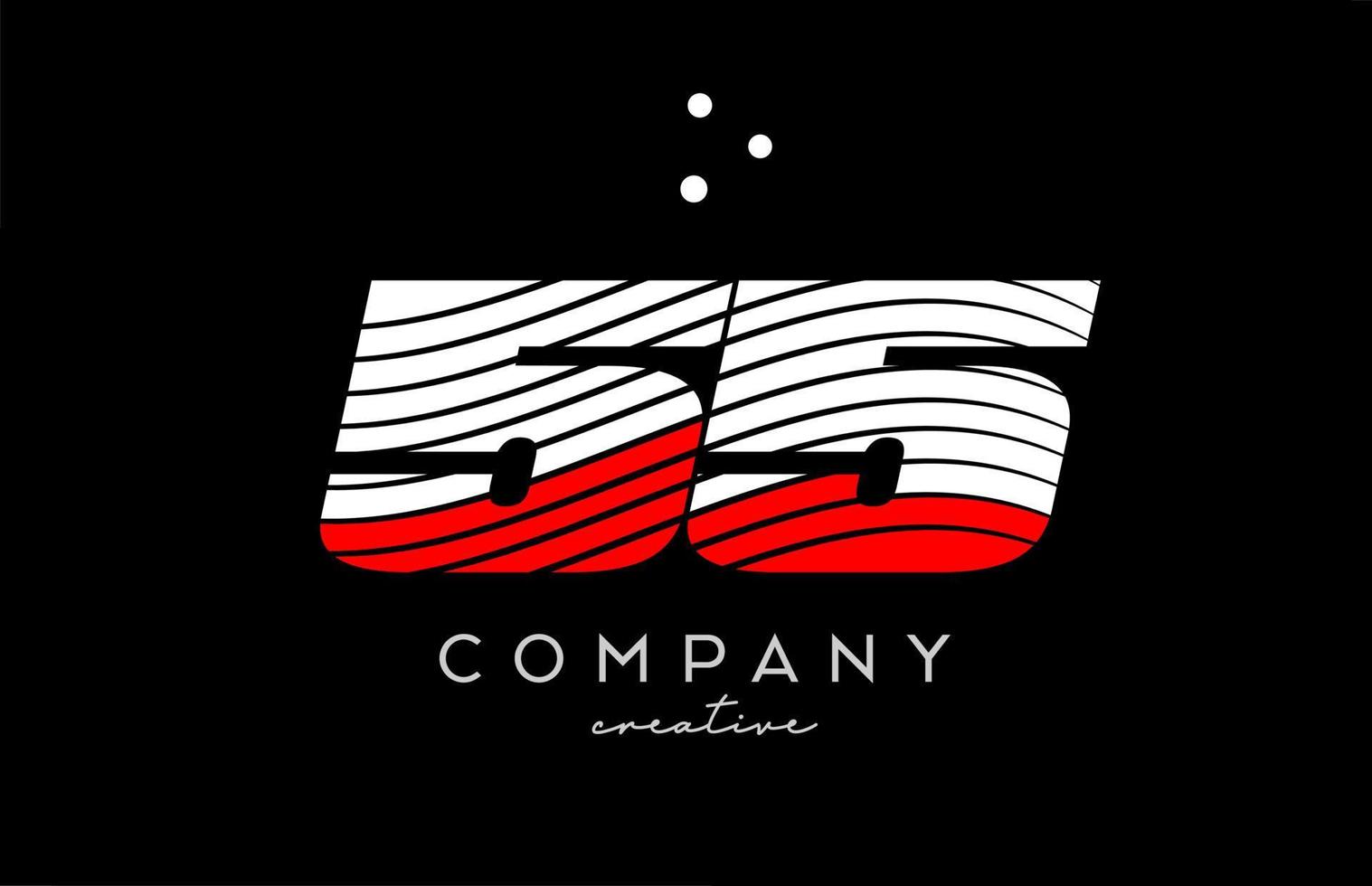 55 siffra logotyp med röd vit rader och prickar. företags- kreativ mall design för företag och företag vektor
