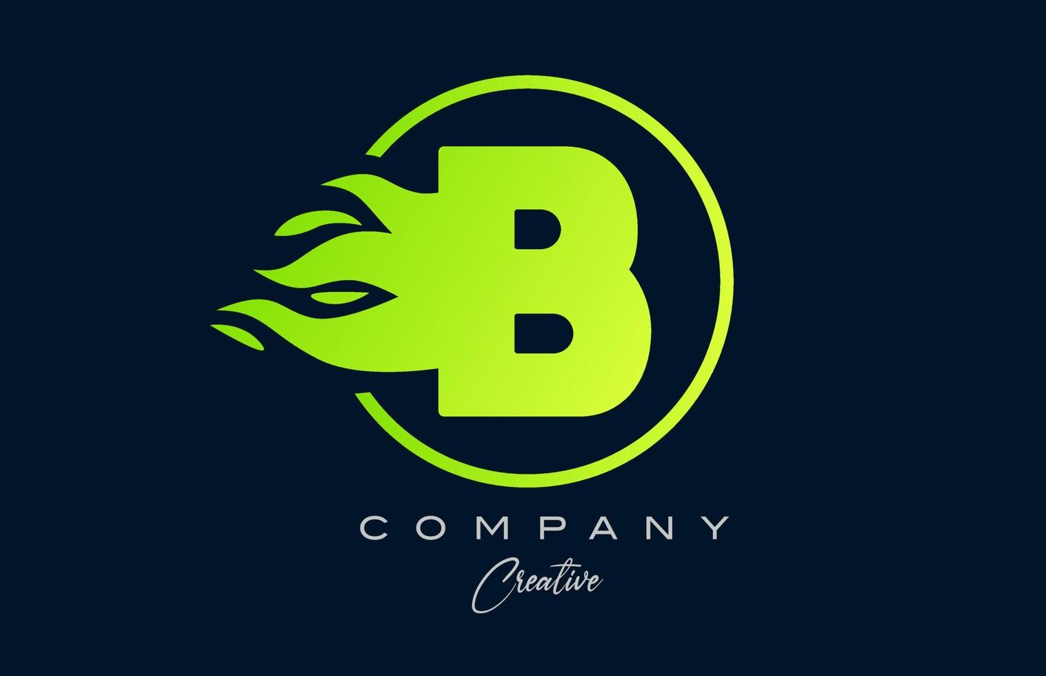 b alfabet brev ikon för företags- med grön lågor. brand design lämplig för en logotyp företag vektor