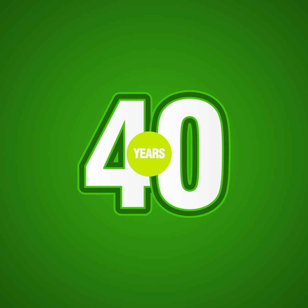 40 Jahre Jubiläum grünes Licht Vektor Vorlage Design Illustration