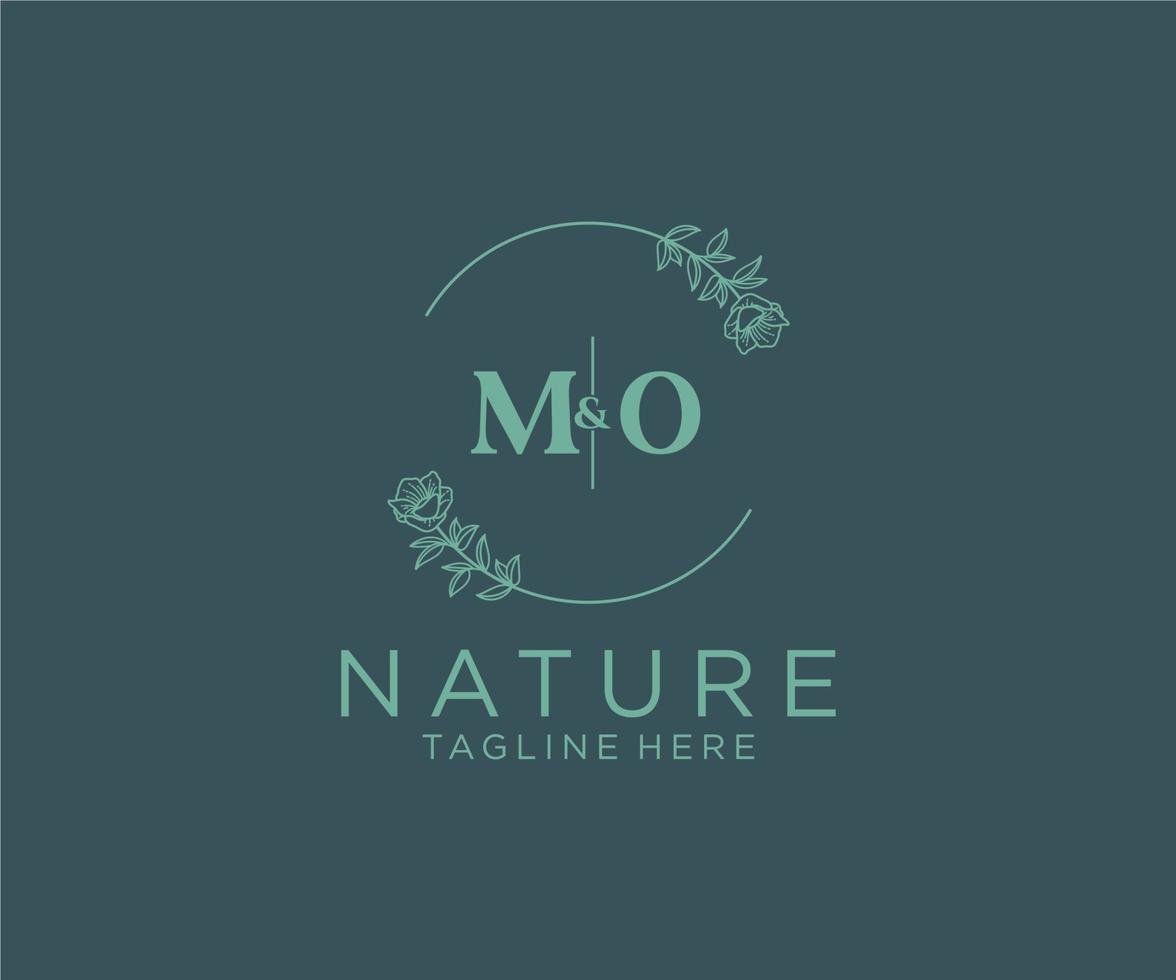 Initiale mo Briefe botanisch feminin Logo Vorlage Blumen, editierbar vorgefertigt Monoline Logo geeignet, Luxus feminin Hochzeit Marke, Unternehmen. vektor