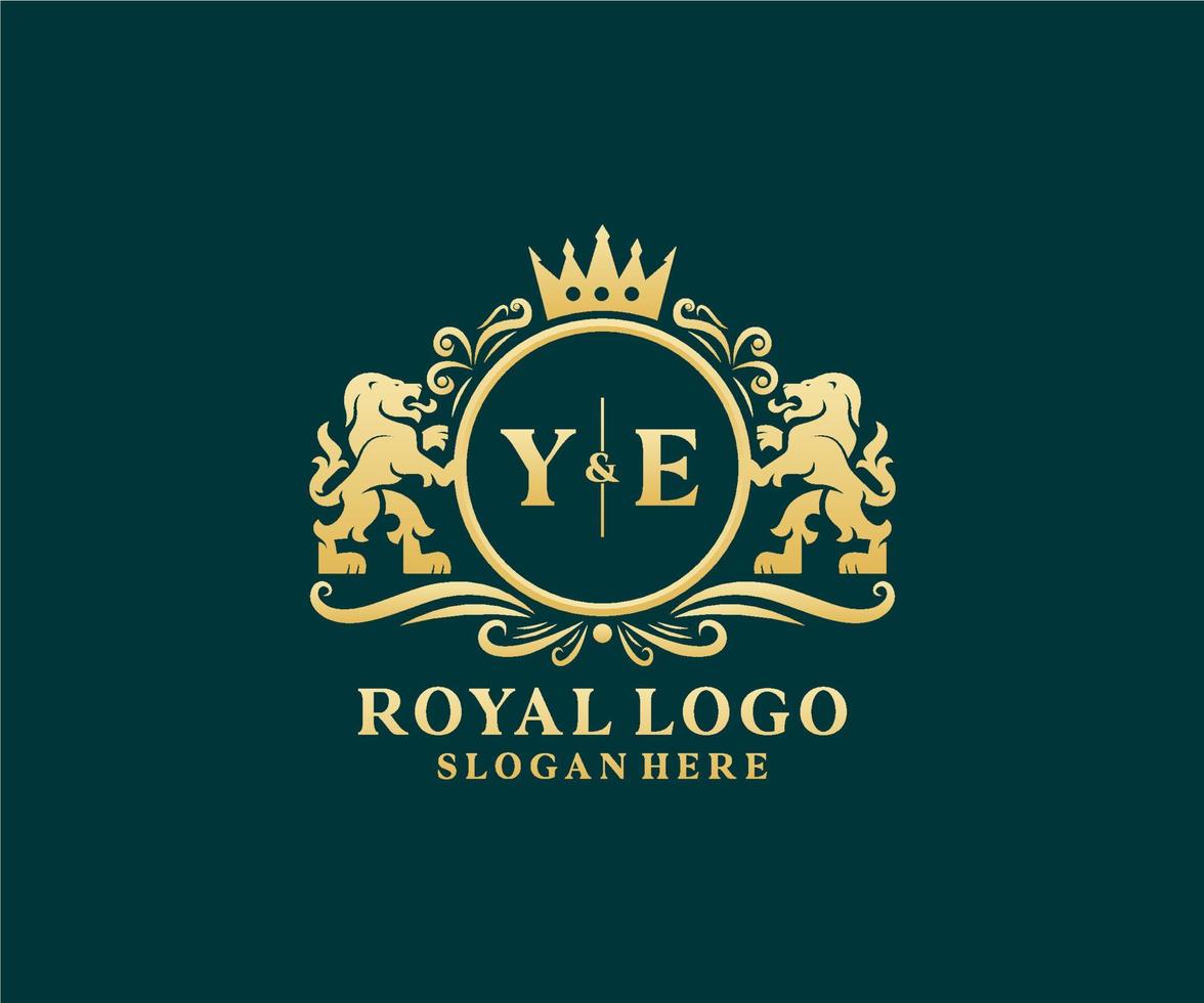 Initial YE Letter Lion Royal Luxury Logo Vorlage in Vektorgrafiken für Restaurant, Lizenzgebühren, Boutique, Café, Hotel, Heraldik, Schmuck, Mode und andere Vektorillustrationen. vektor