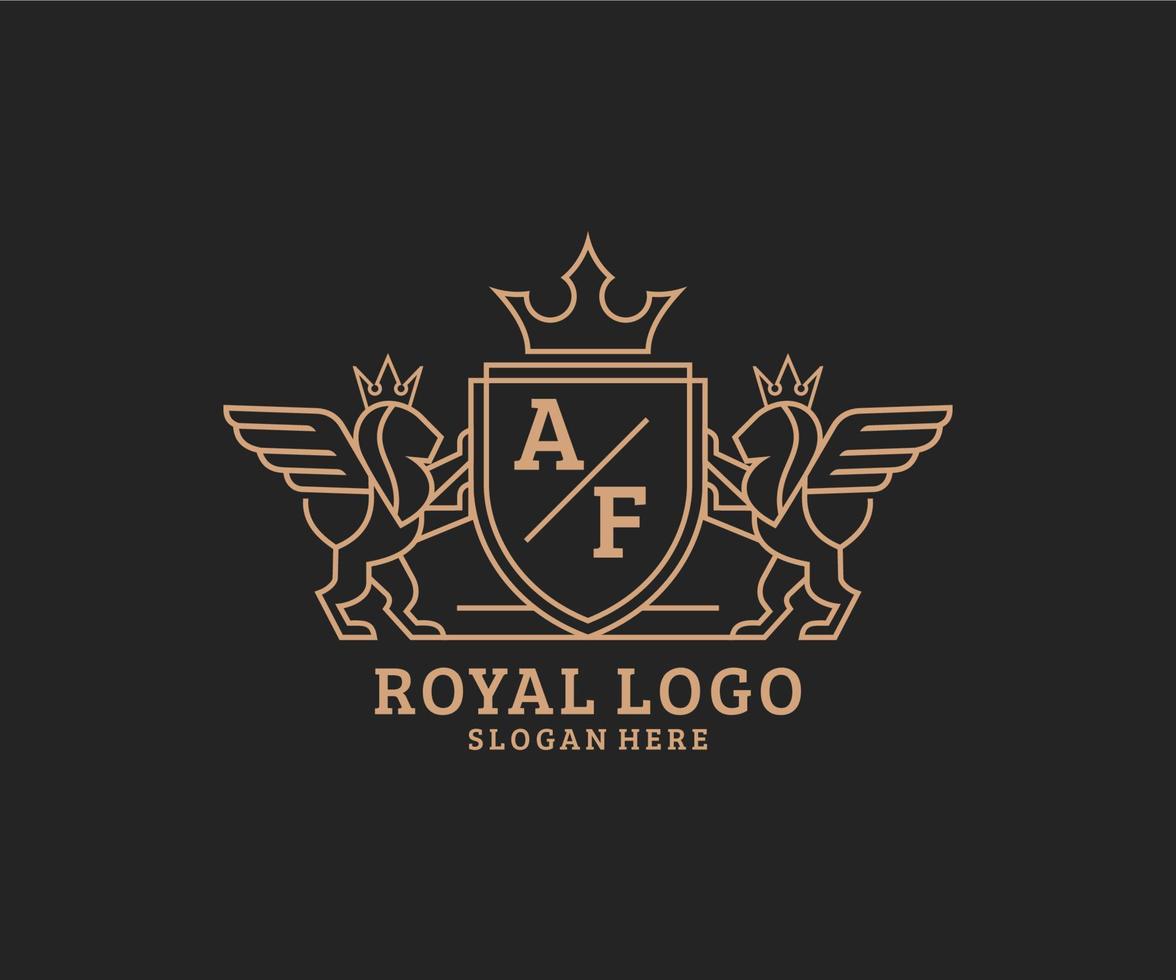 Initiale af Brief Löwe königlich Luxus heraldisch, Wappen Logo Vorlage im Vektor Kunst zum Restaurant, Königtum, Boutique, Cafe, Hotel, heraldisch, Schmuck, Mode und andere Vektor Illustration.