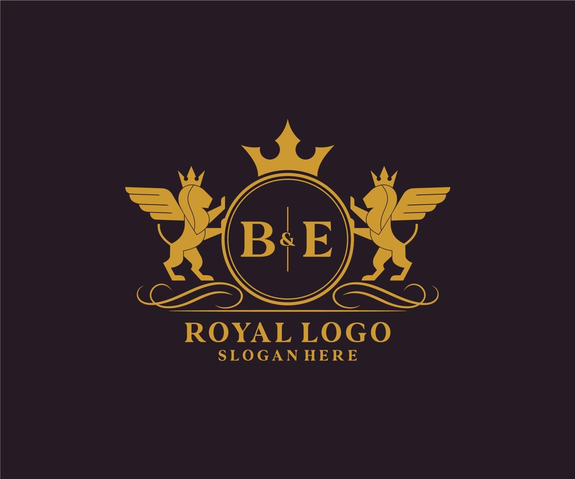 första vara brev lejon kunglig lyx heraldisk, vapen logotyp mall i vektor konst för restaurang, kungligheter, boutique, Kafé, hotell, heraldisk, Smycken, mode och Övrig vektor illustration.