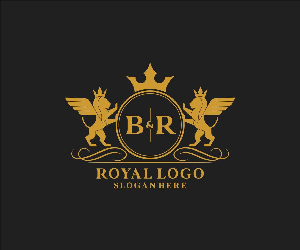 Initiale br Brief Löwe königlich Luxus heraldisch, Wappen Logo Vorlage im Vektor Kunst zum Restaurant, Königtum, Boutique, Cafe, Hotel, heraldisch, Schmuck, Mode und andere Vektor Illustration.