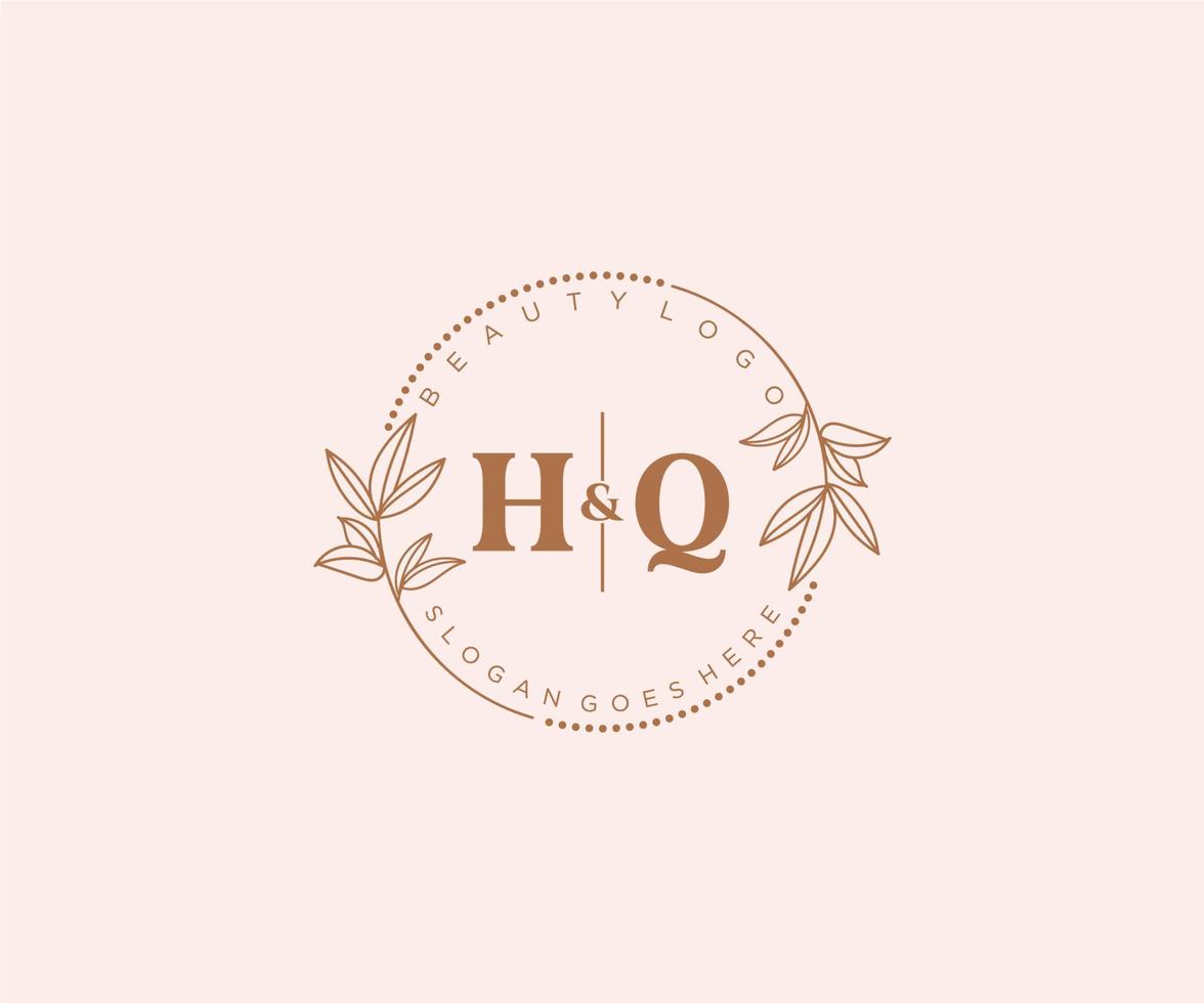Initiale hq Briefe schön Blumen- feminin editierbar vorgefertigt Monoline Logo geeignet zum Spa Salon Haut Haar Schönheit Boutique und kosmetisch Unternehmen. vektor