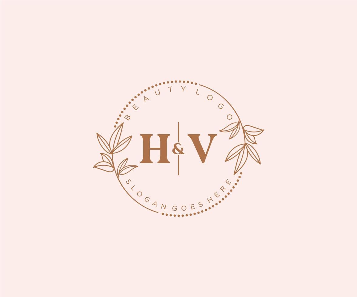 Initiale hv Briefe schön Blumen- feminin editierbar vorgefertigt Monoline Logo geeignet zum Spa Salon Haut Haar Schönheit Boutique und kosmetisch Unternehmen. vektor