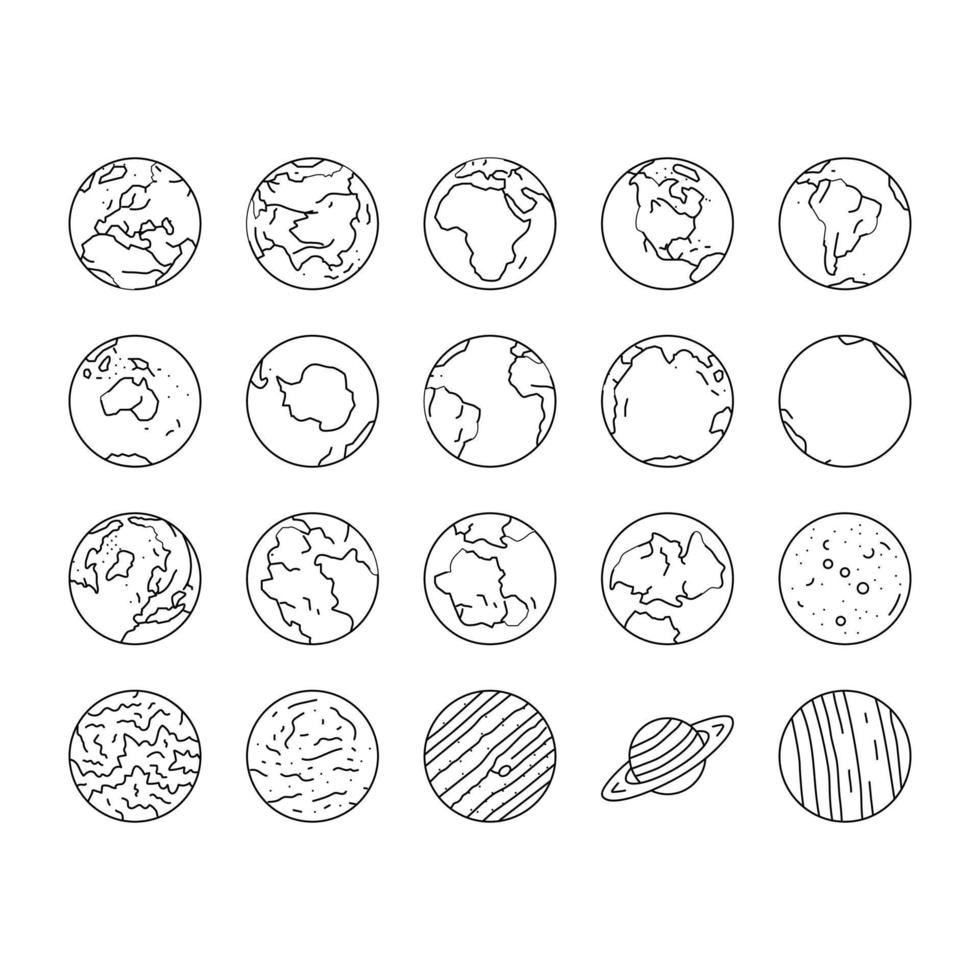jord värld planet klot Karta ikoner uppsättning vektor