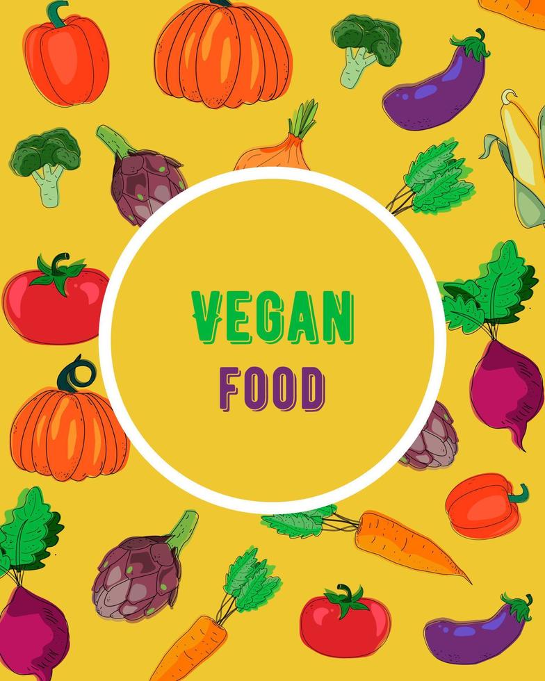 grönsaker omslag. friska vegan mat. vektor