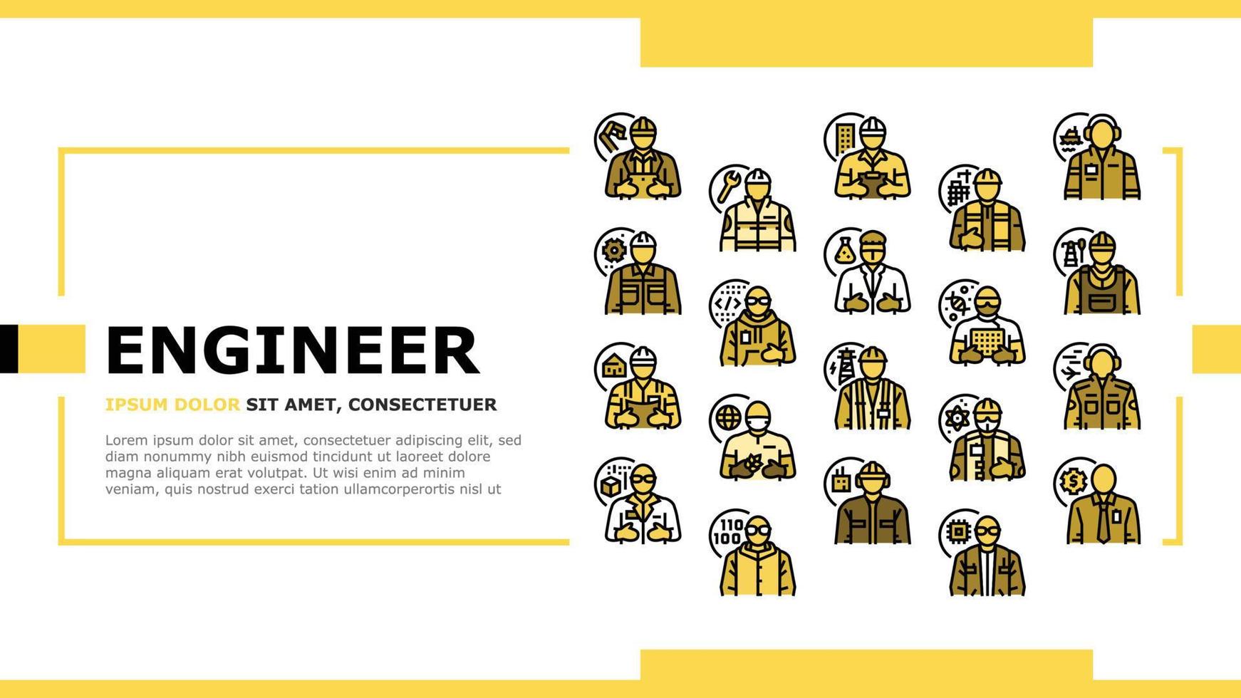 Ingenieur Technologie Arbeit Mann Landung Header Vektor