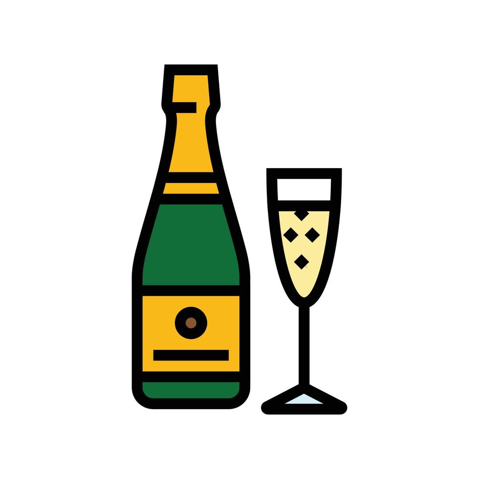 champagne dryck flaska Färg ikon vektor illustration