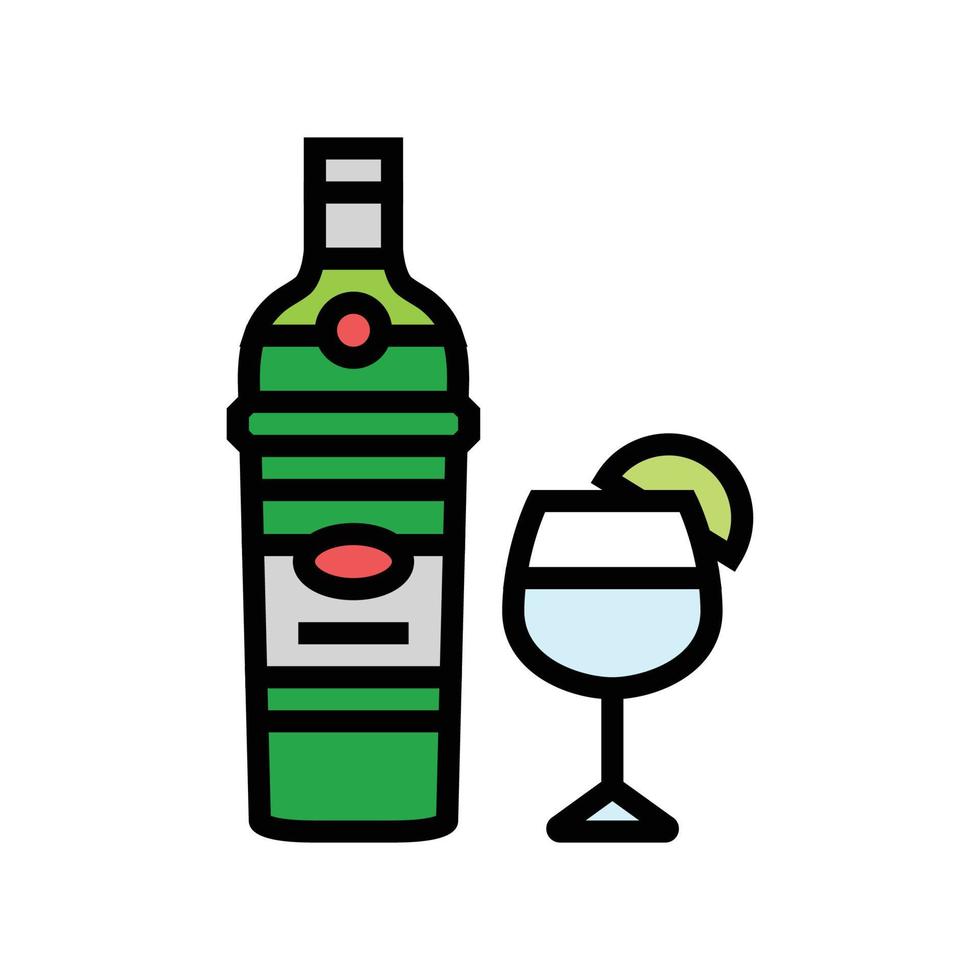 Gin trinken Flasche Farbe Symbol Vektor Illustration