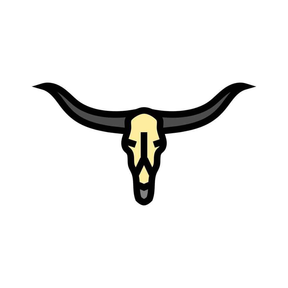 Longhorn Schädel Horn Tier Farbe Symbol Vektor Illustration