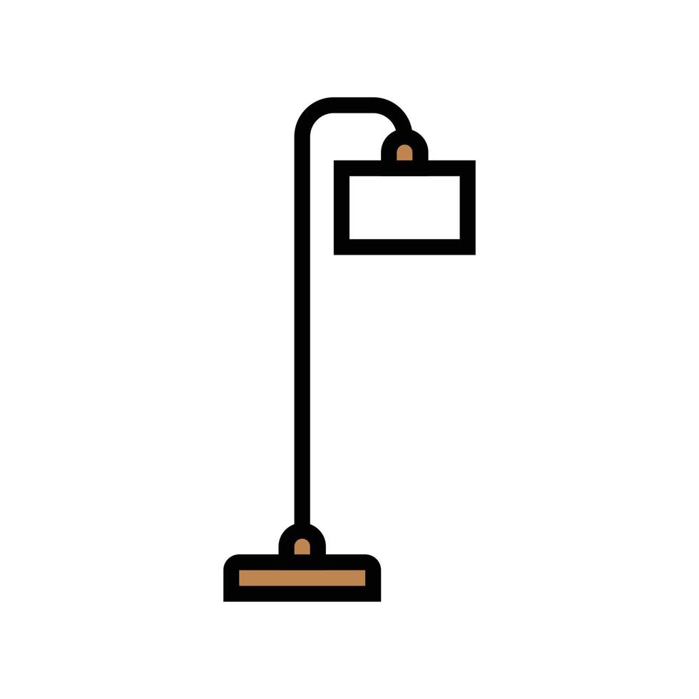 Lampe Fußboden Schlafzimmer Innere Farbe Symbol Vektor Illustration