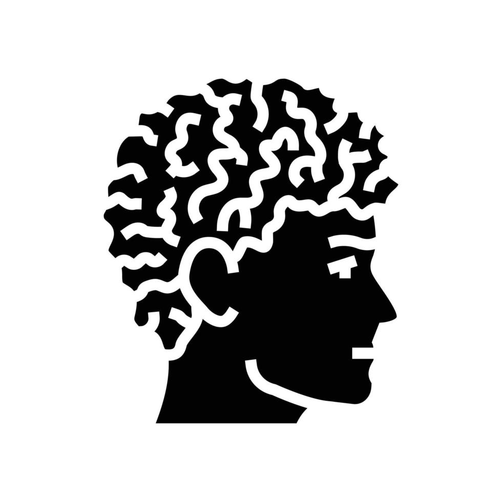 lockigt manlig frisyr manlig glyf ikon vektor illustration