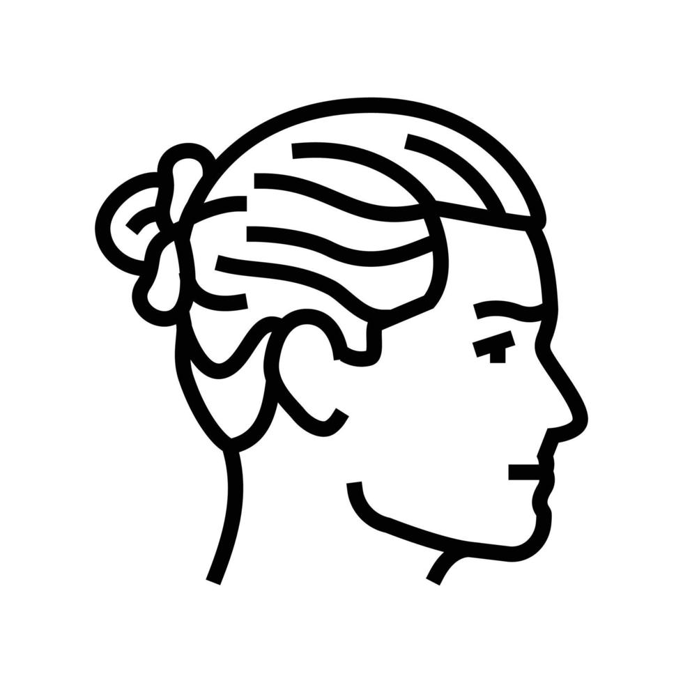 Mann Brötchen Frisur männlich Linie Symbol Vektor Illustration