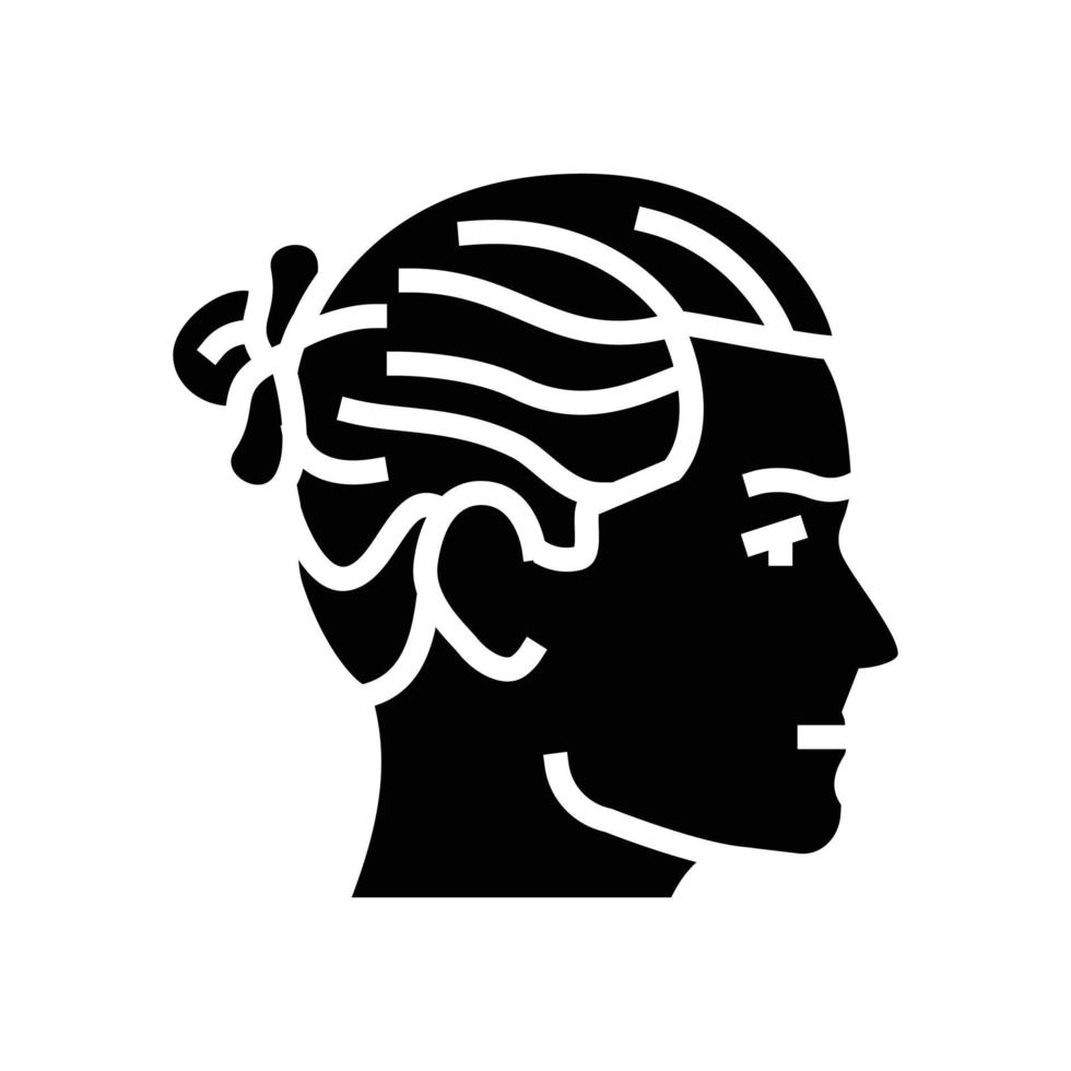 Mann Brötchen Frisur männlich Glyphe Symbol Vektor Illustration