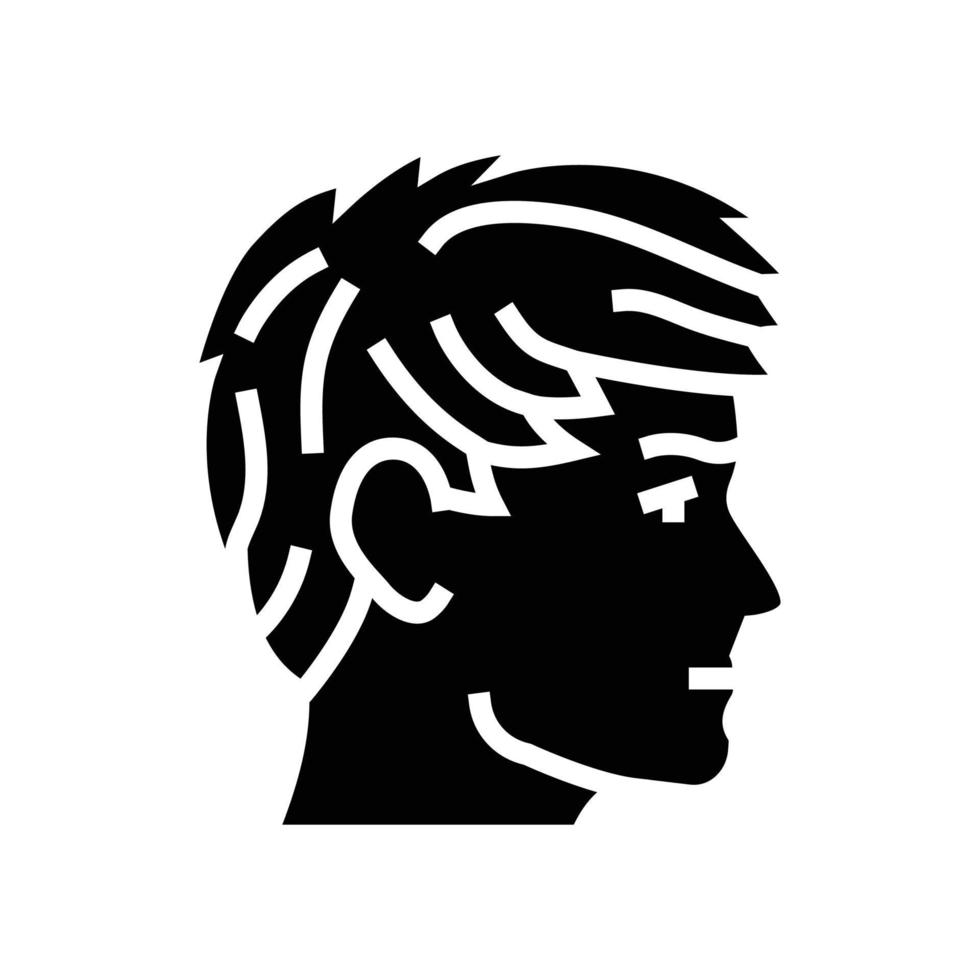 vinkel- frans frisyr manlig glyf ikon vektor illustration