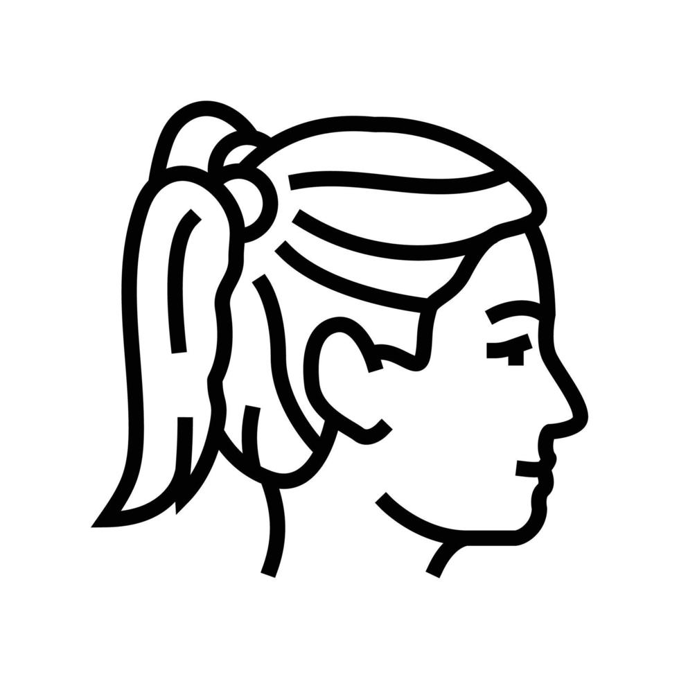 pigtails frisyr kvinna linje ikon vektor illustration