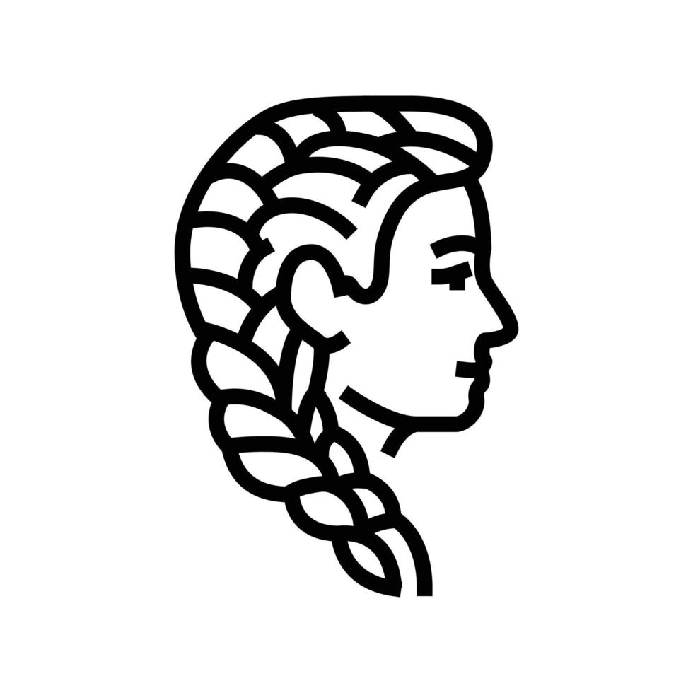 franska fläta frisyr kvinna linje ikon vektor illustration