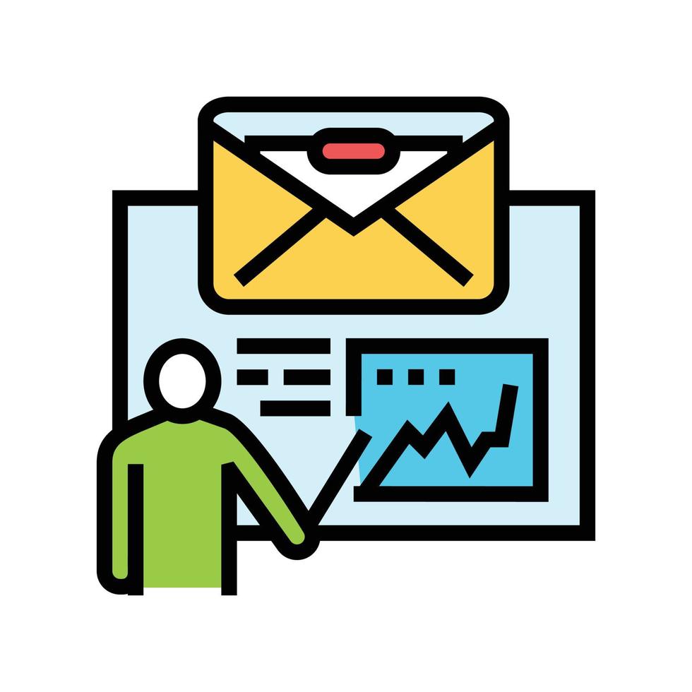 Strategie Rezension Email Marketing Farbe Symbol Vektor Illustration