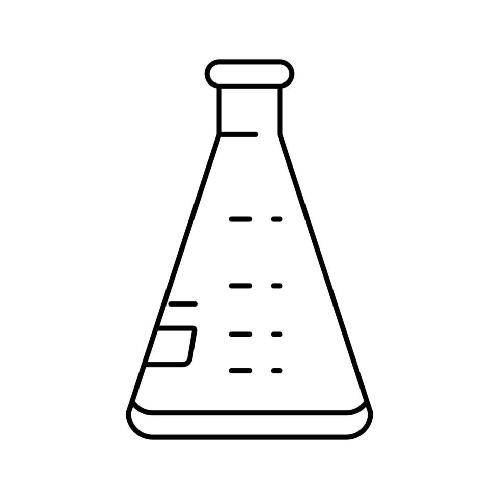 erlenmeyer flaska kemisk glas labb linje ikon vektor illustration
