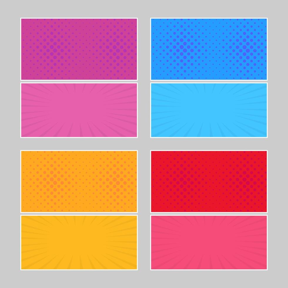 uppsättning av mång färgad pop- konst banderoller. halvton komisk mall med plats för din text för design. vektor illustration