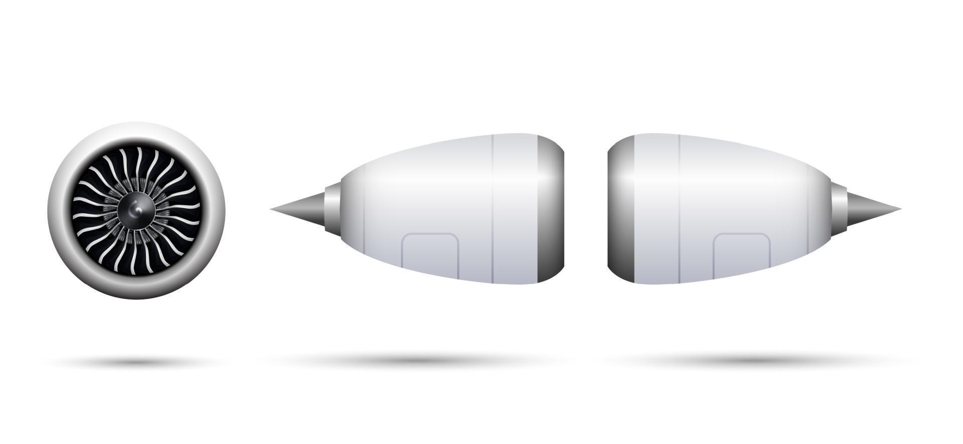 realistisches Turbostrahltriebwerk des Flugzeugs lokalisiert auf weißem Hintergrund, Vektorillustration vektor