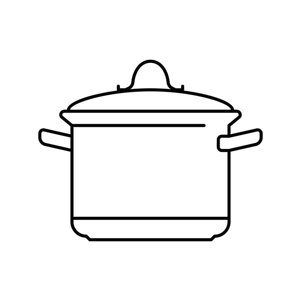 Koch Topf Kochen Linie Symbol Vektor Illustration