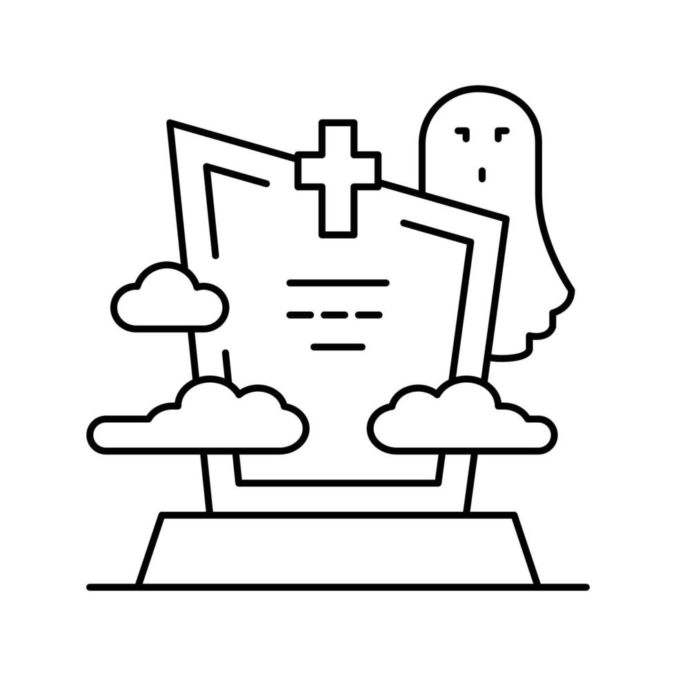 Grab Zombie böse Linie Symbol Vektor Illustration