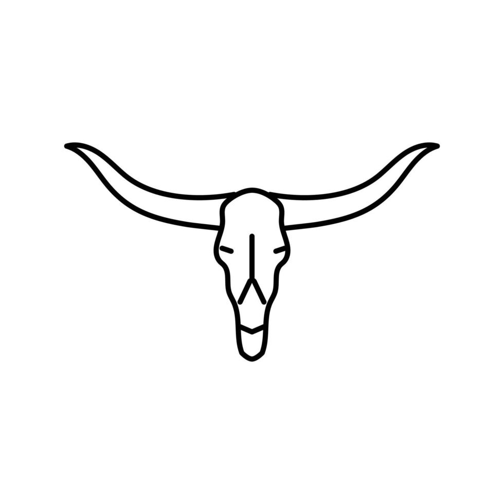 longhorn skalle horn djur- linje ikon vektor illustration